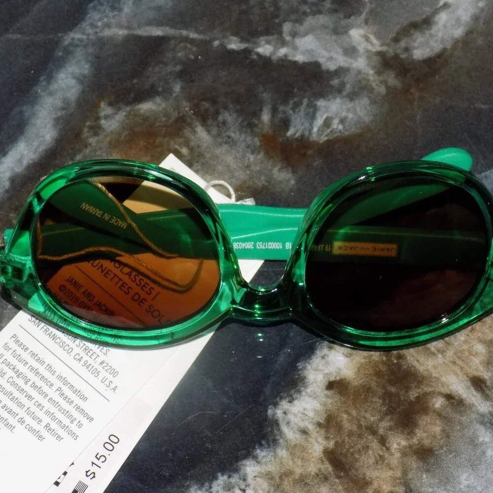 Janie And Jack Green Tinted Cat Eye Sunglasses Girls 2-4 Years NEW
